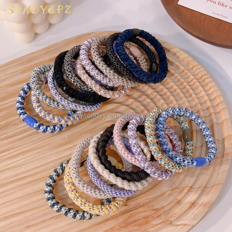 Fashion Colorful Woven Rubber Band Girls Ponytail Holder Hair Ties Multicolor Elastic Hair Band For Kids