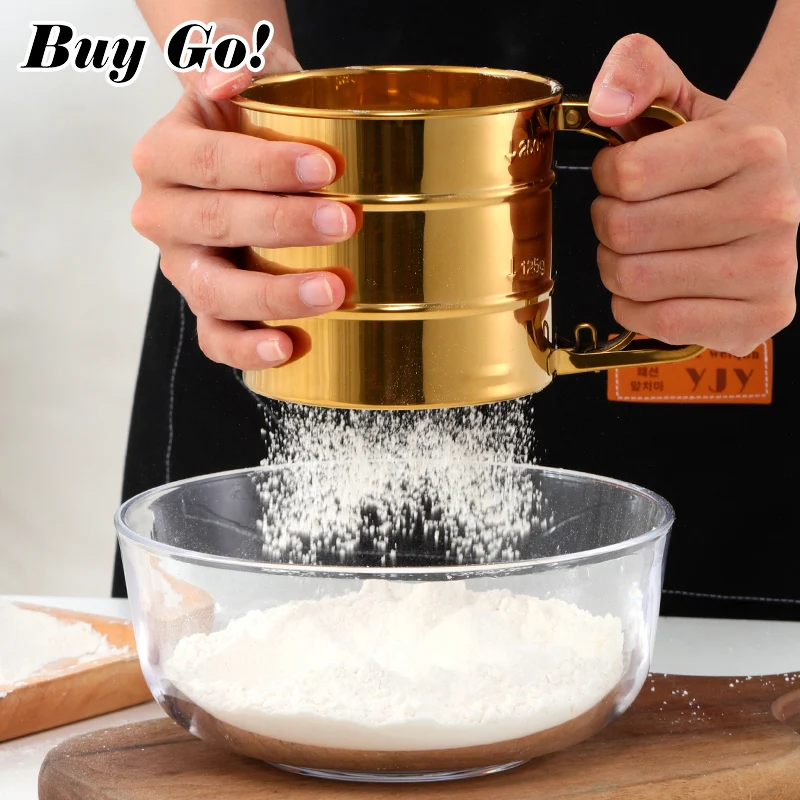 Baking Tools Kitchen Flour Sifter Cup Handheld Stainless Steel Fine Mesh Flour Sieve