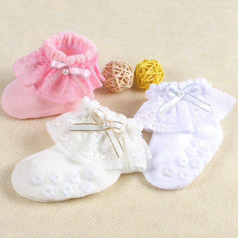 New baby lace anti slip socks newborn cotton socks cute baby socks manufacturer