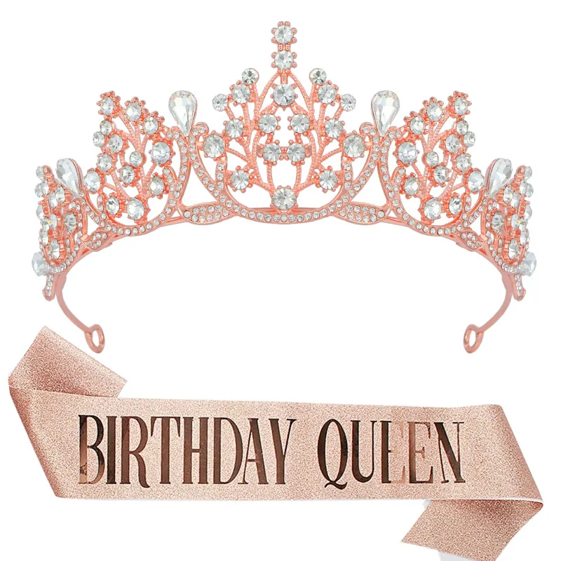 New Crown Shoulder Strap birthday queen Rose Gold suit Party Belt Decorative Headwear