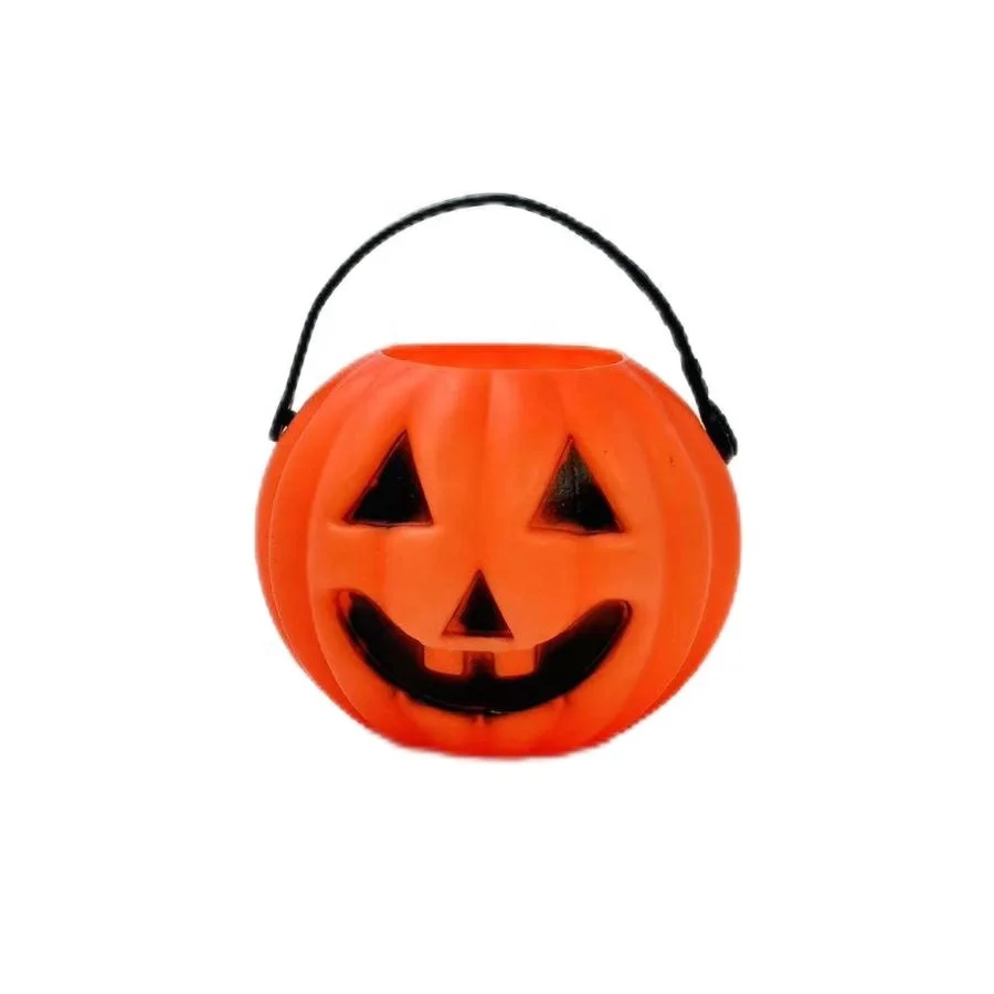 Various Style Wholesale 24 pcs Mini All Hallow Mas Plastic Pumpkin Party Bucket with Handle for Party Decorations