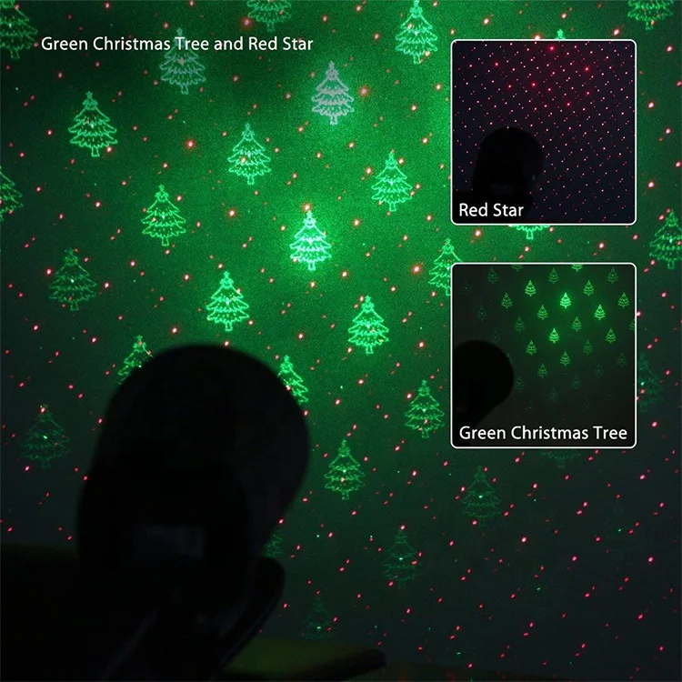 
Outdoor Waterproof Night Sensor Red Star and Green Christmas Tree Stars Shower Laser Light Projector 