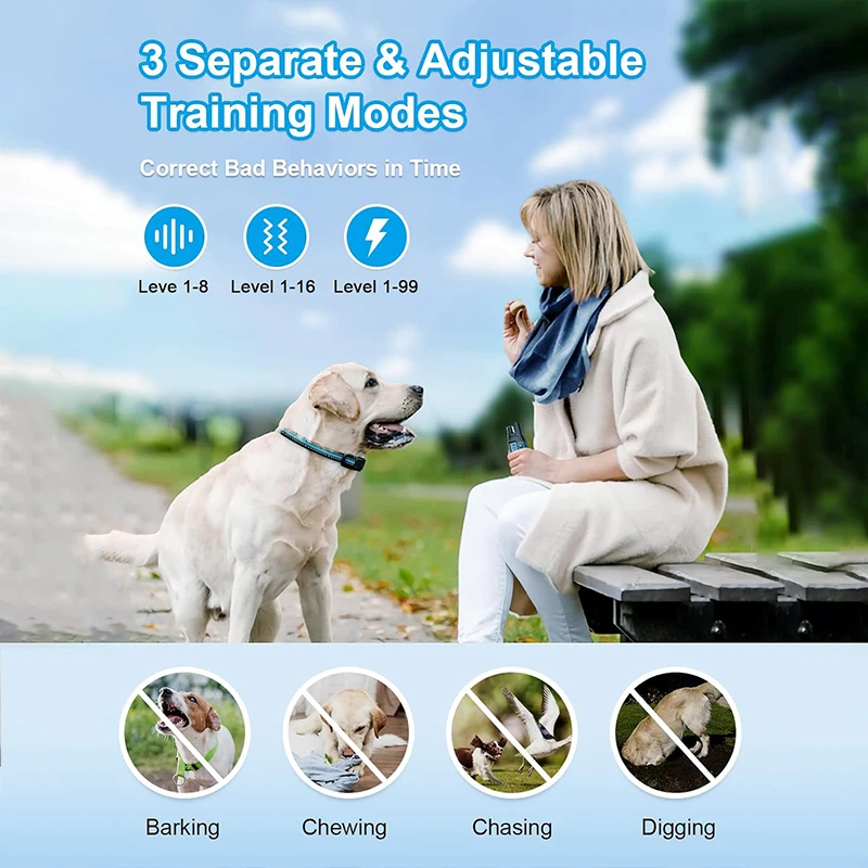 Factory Custom One Tow Two Dog Stop Bark Control Training Collar Remote Control Pet Stop Bark Shockproof Dog Collar