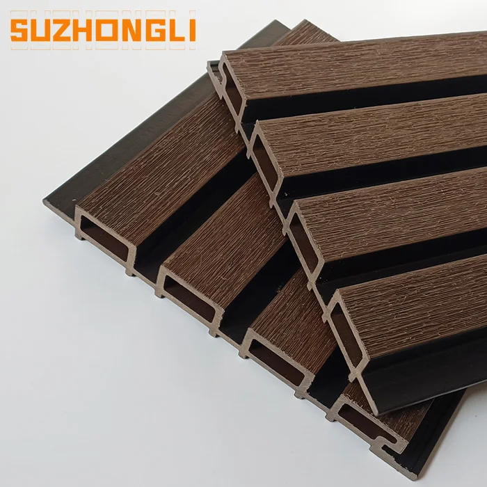 New Luxury wpc Exterior fluted Wall Panels Outdoor wood Composite plastic Villa fence Wall Cladding sheet