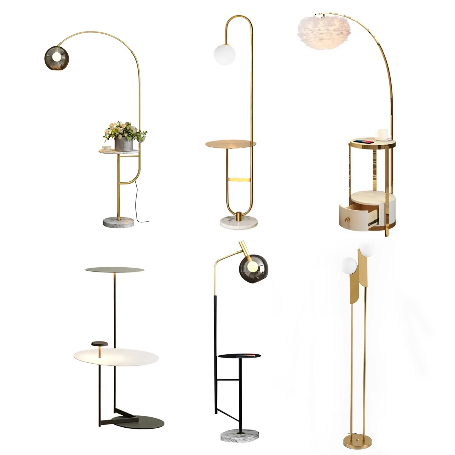 Creative Marble Standing Minimalist Decoration Dimmable Coffee Tea Table Floor Lamp