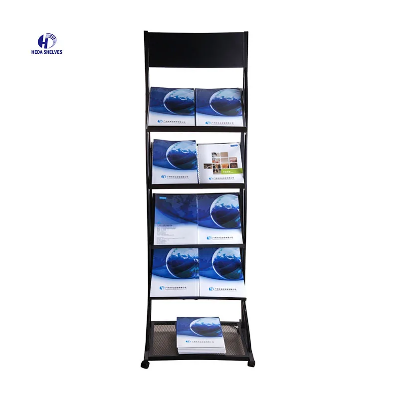 Black Color Retail Multi-layer Magazine Stand Metal Display Rack Book For Bookstore