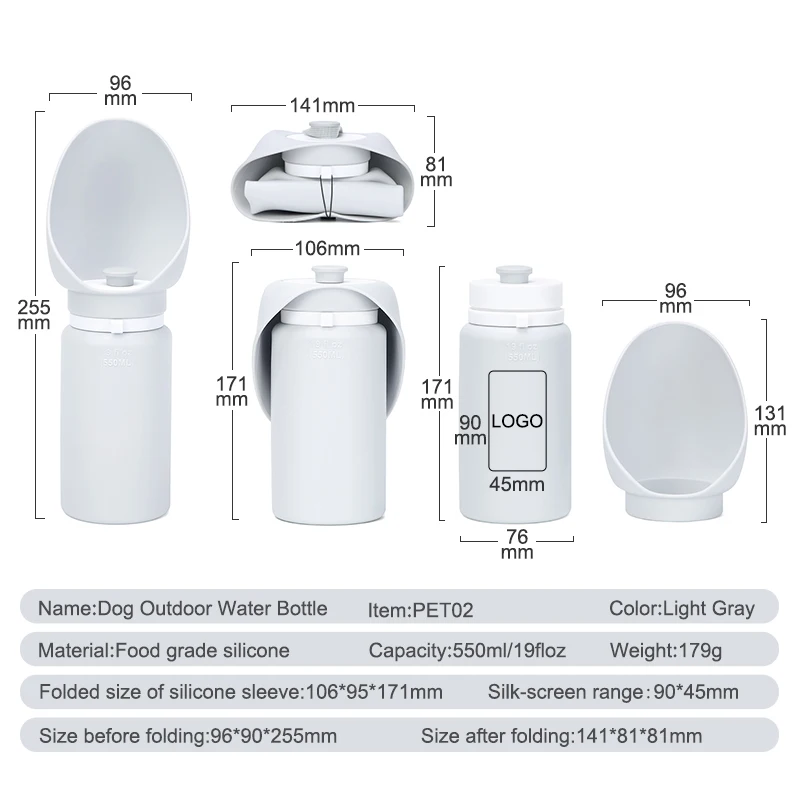 Hot Selling Custom Portable Silicone Outdoor Walking Drinking Feeder Leak Proof Puppy Bowls Pet Dog Travel Water Bottle