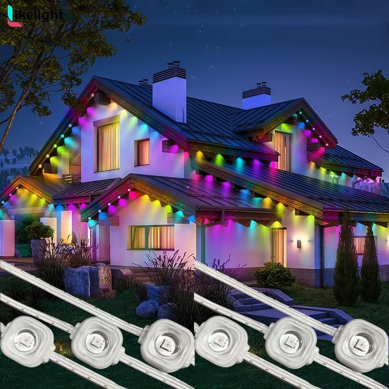 High Brightness 120 degree IP67 exterior lighting WS2811 RGB pixel 24V 36V led permanent Christmas light string