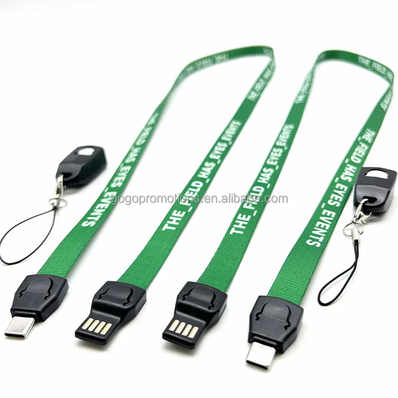 High Popularity Durable 2 in 1 Lanyard Cable Android USB Cable Lanyard USB Cable