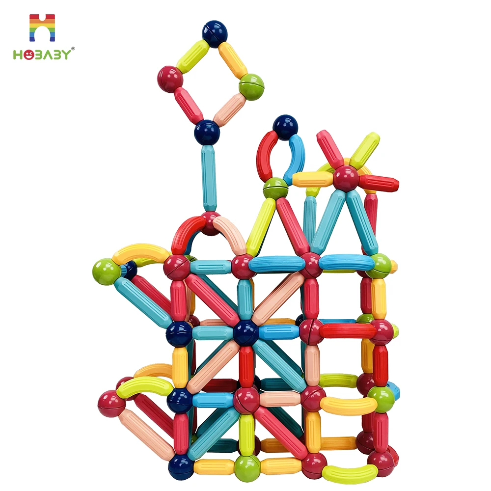 60pcs colorful Stick and Rods Set Kids Creative Flexible Magnetic Building Sticks And Balls blocks Educational toy