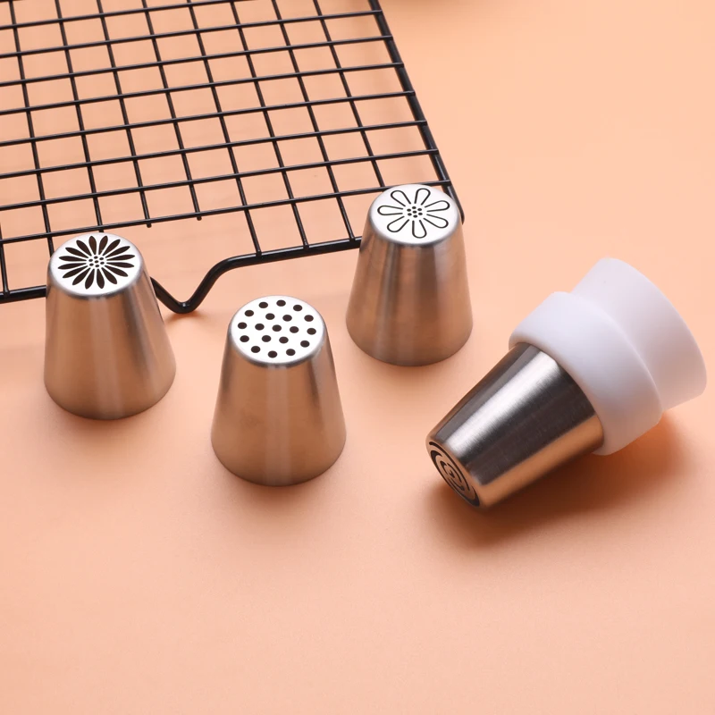 Cupcake Decorating Tips Set 4pcs Large Nozzle with Converter Russian Piping Tips