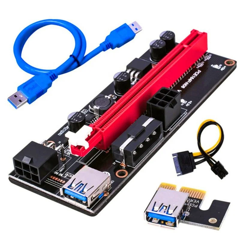  60 см 009S Райзер 6Pin 4Pin PCI-E 1X до 16X карта расширения PCI Express X16 графическая адаптер GPU в