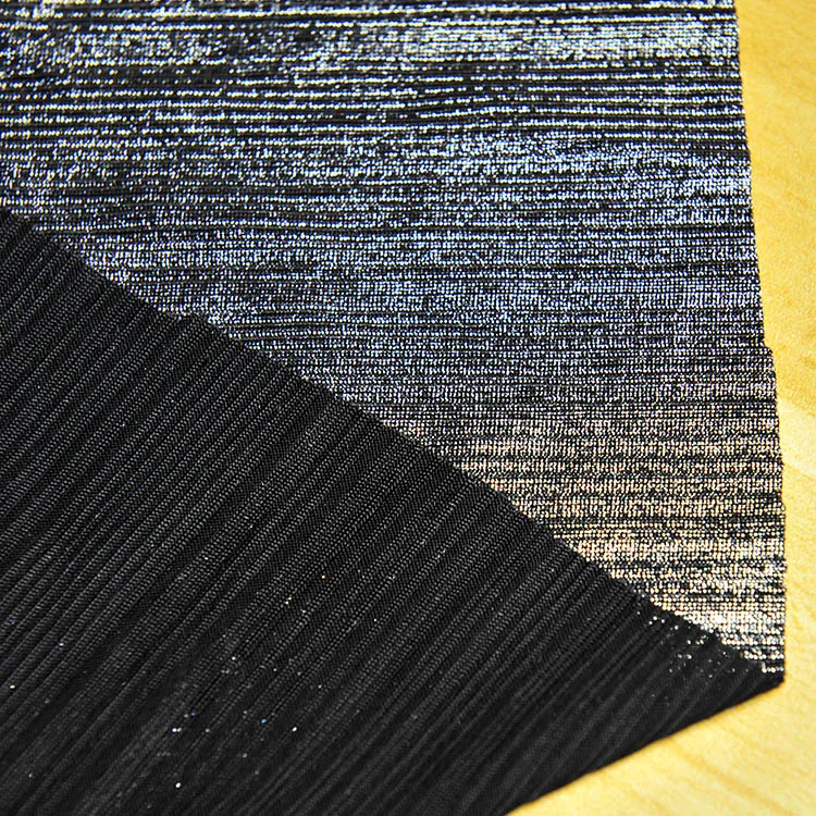 Stock Lot  Knitted Chiffon Yoyo Stripe Fabric with All-over Foiled for Prom Dress