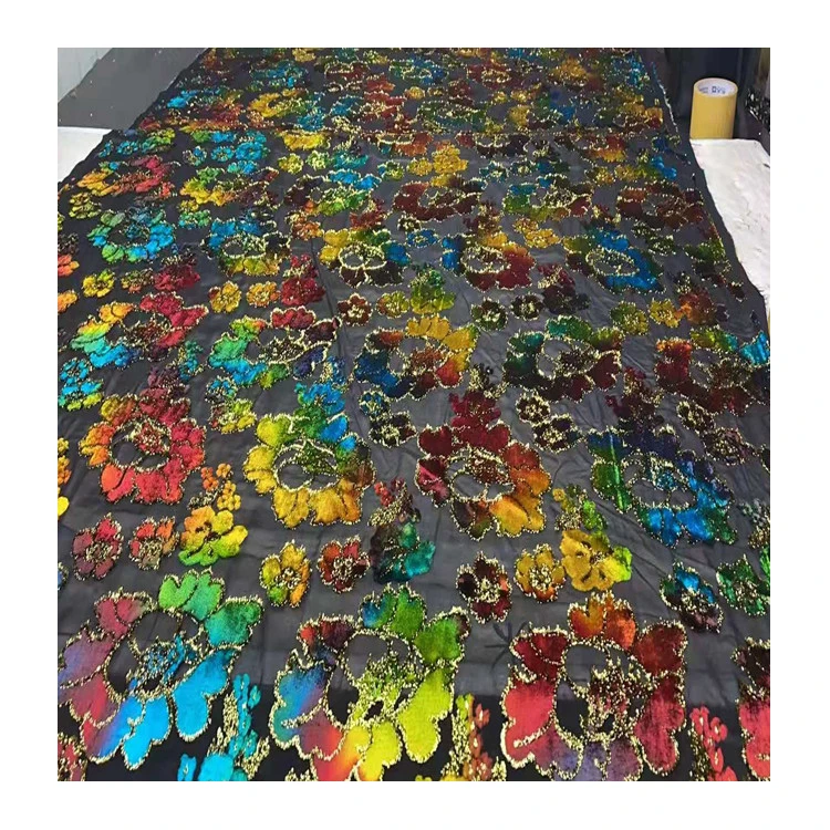 
 Классический дизайн онлайн ручная роспись жаккардовая бархатная ткань для платья  