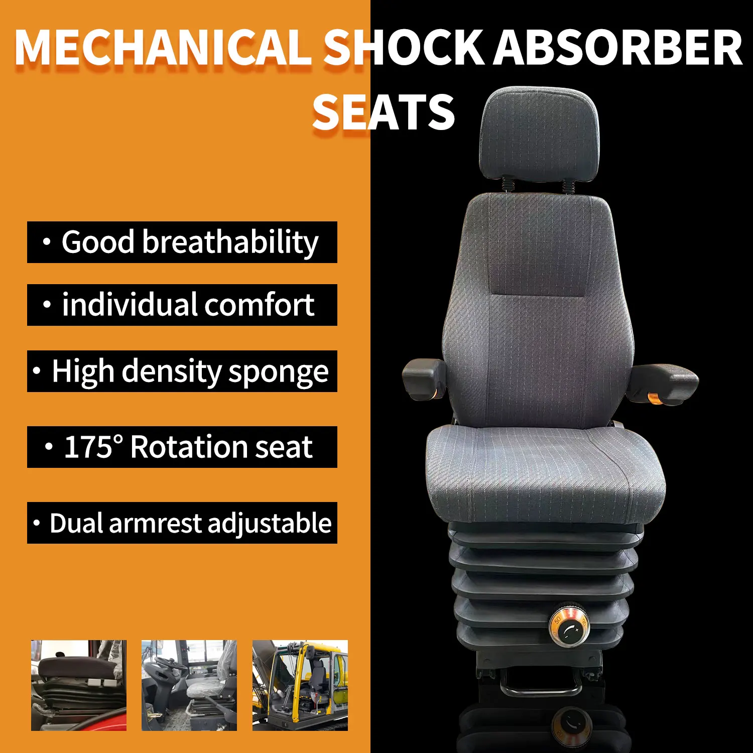 Customized OEM Universal Mechanical shock absorber seats adjustable dual armrest seats