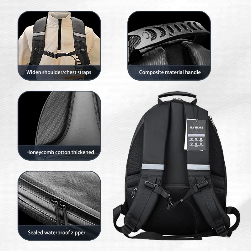 CRELANDER LED Riding Backpack DIY Dynamic Screen Led Bag Half Helmet Men Waterproof Backpack Led Knight Backpack