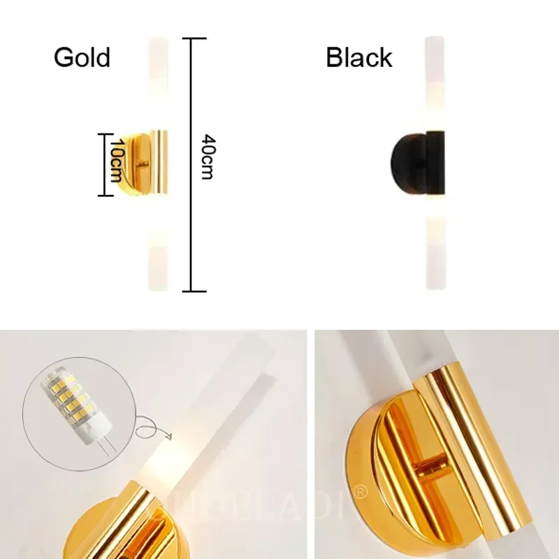 Modern metal tube pipe up down LED lamps Bedroom foyer washroom living room toilet bathroom wall light lamp