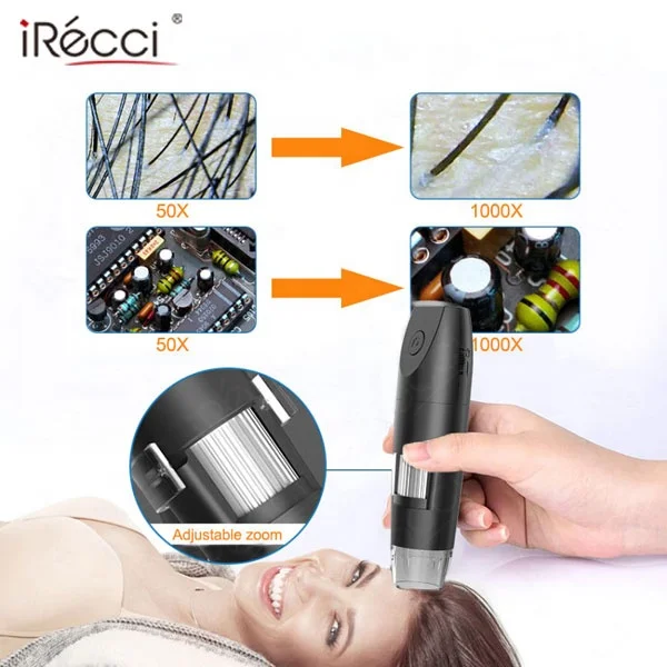 Portable digital microscope camera 1000x facial skin detect device electronique optical microscope for personal care