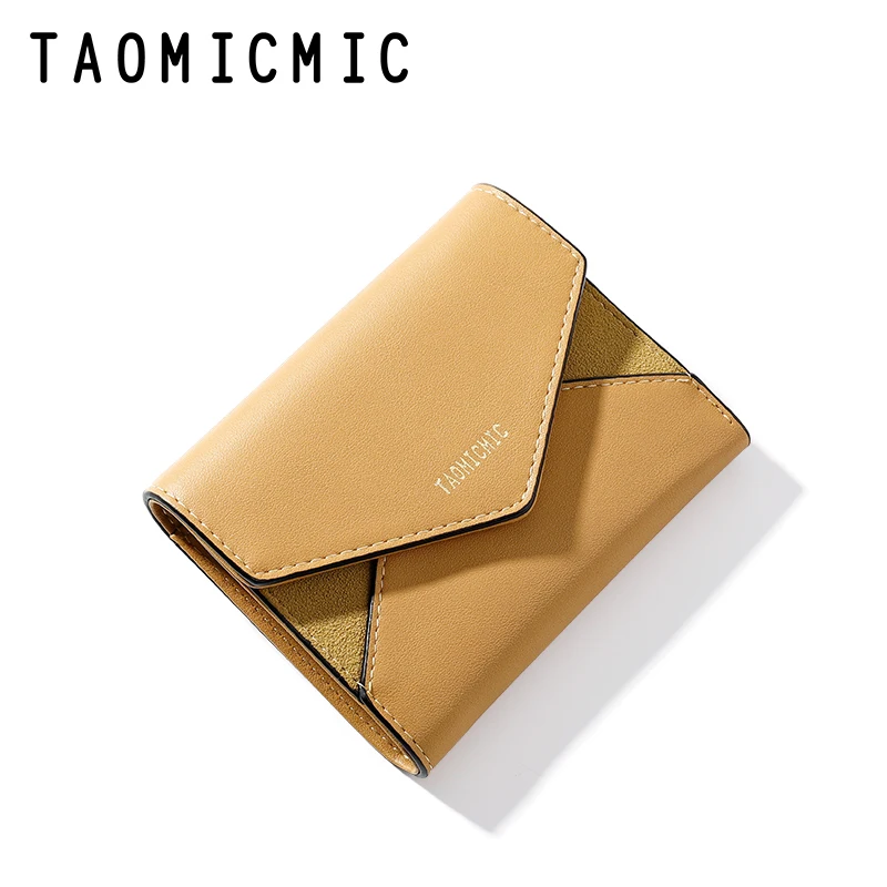 Taomicmic Leather women wallet small hand bag with wrist band Daily used