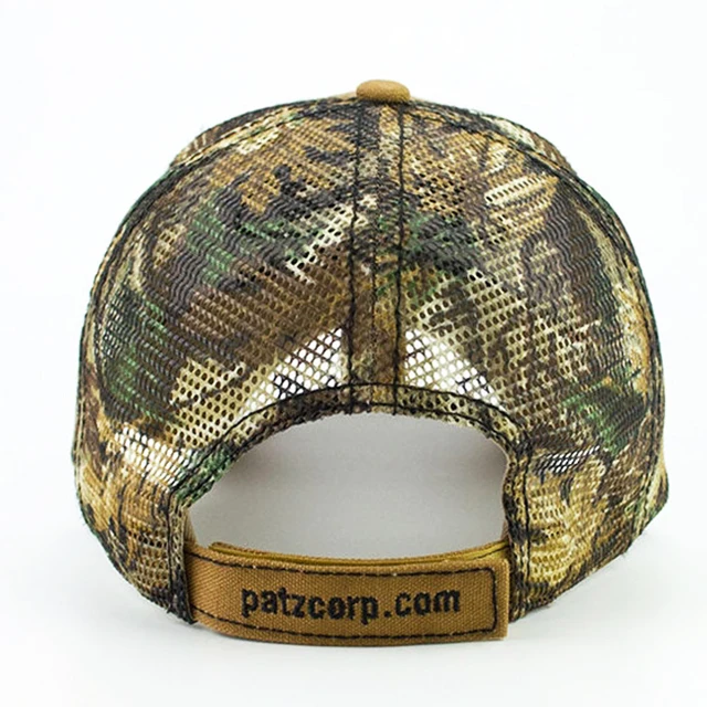 Custom summer embroidery logo hiking camo Sports cap 6 panel patch camp dad hats mesh Baseball Hat outdoor camouflage Cap