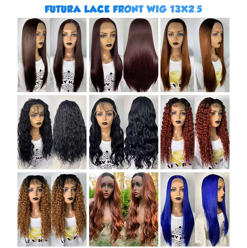 Wholesale vendor high fiber hd long natural curly 350 wholesale high quality heat resistant futura lace front synthetic hair wig