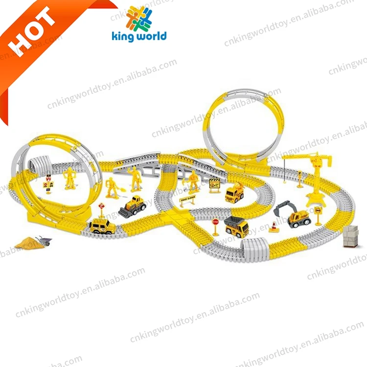 366PCS Flexible Track Play Set Railway Engineering Vehicles Rail Car Race Slot Track Toy for Best Gift