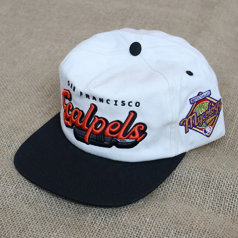 Custom Embroidery Logo Unstructured 5 Panel snapback Cap Cotton dad Hats Unstructured Flat Bill Snapback Caps