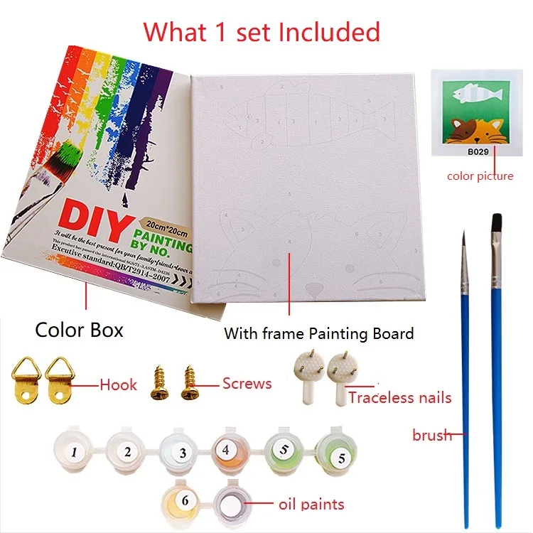 Beautiful Kids Diy Painting Set Night Bright Star Moon Wall Decor Oil Painting By Numbers 20x20 Wirh Frame