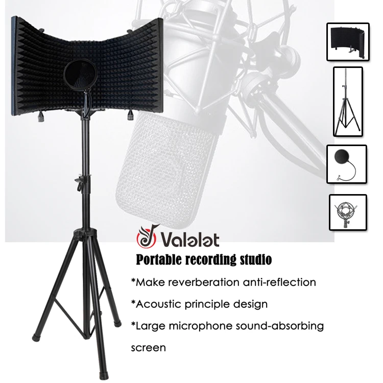 Звукопоглощающий микрофон для экрана, звукоизоляционный экран для студийной записи, звукоизоляция ветрового стекла, предотвращает образование шума, Красный конденсатор