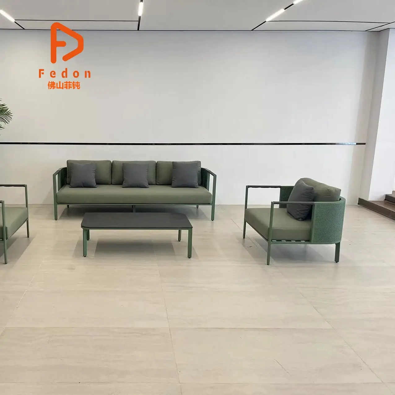Fully aluminum gardening sofa with Tai Wan olefin cushions durable living sofa set