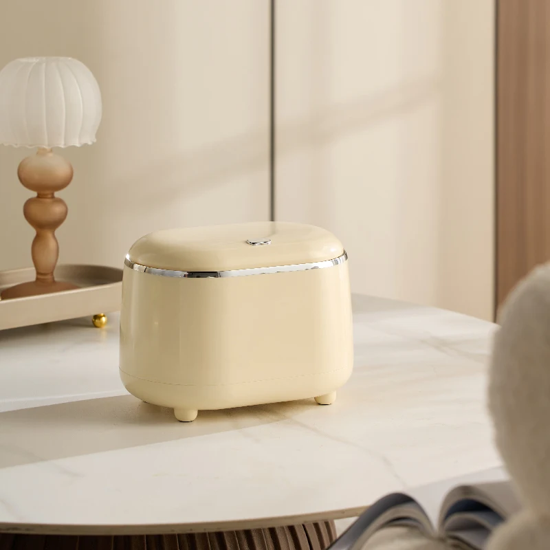 Multi-scene collocation Press desktop small trash can Ddouble-layer oval spring lid storage tube