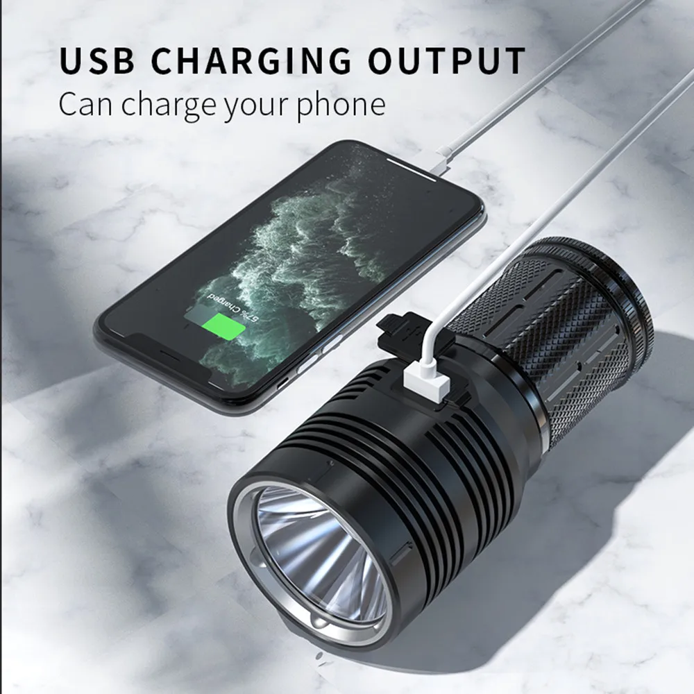 Высококлассная зарядка Type-c роскошный OLED-дисплей встроенный 4 шт. 18650 батареи светодиодный фонарик P90
