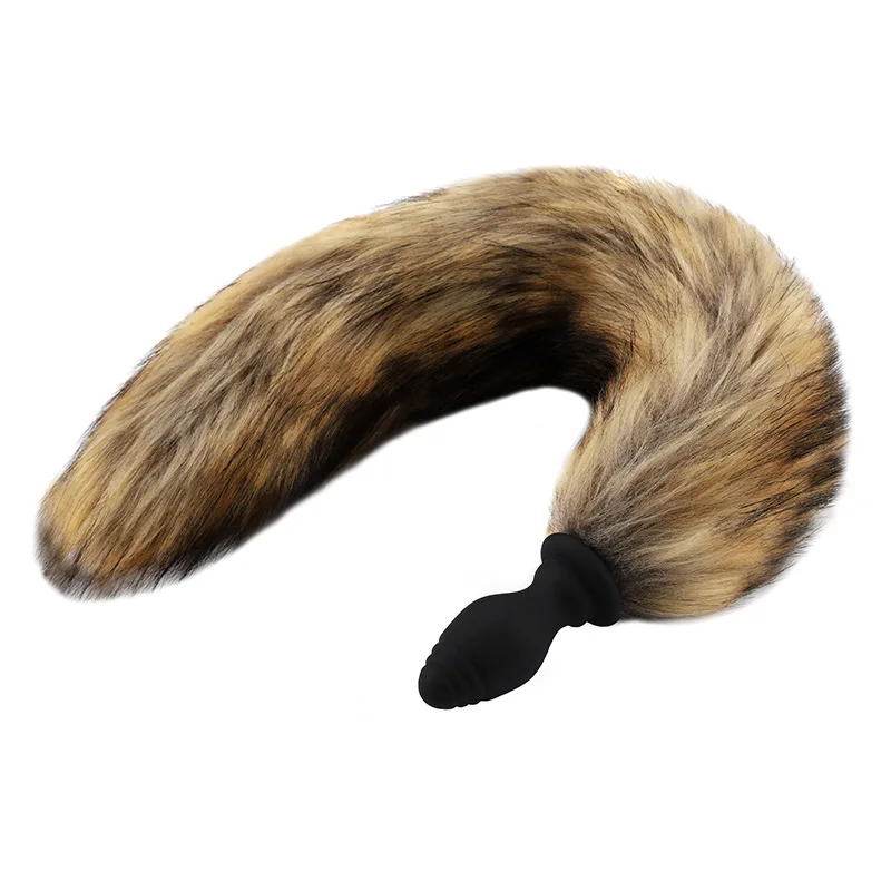 Hairy silicone vibrating fox anal plug can replace anal plug tail sex toys rear court masturbation lesbian sex toys role playing