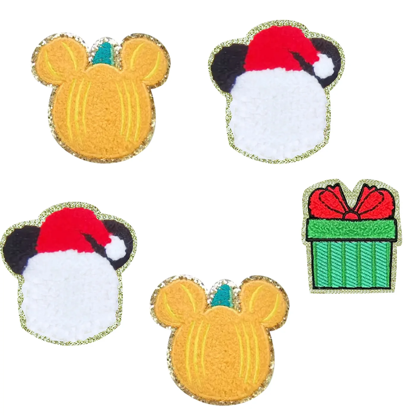 Wholesale Small Size inventory Christmas Chenille Patch Custom Chenille Embroidery Iron On Patches For Clothing