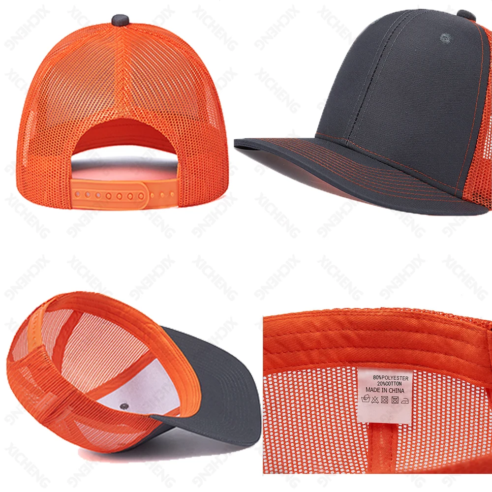 Custom logo embroidery breathable 112 design 2 two tone trucker cap slightly bent along mesh truck hat