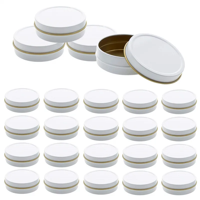 Wholesale 15ml white Metal Tin can candle tins Screw Cap Aluminum cans