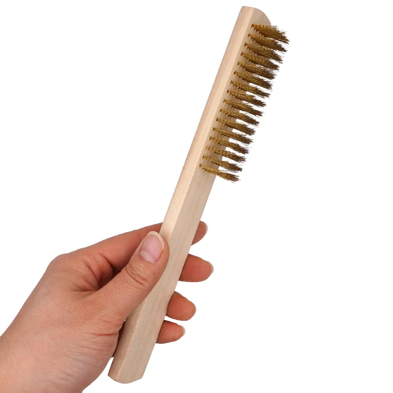 Dental Material Polishing Copper Brush Wooden Handle Brass Wire Brush for Cleaning Rust
