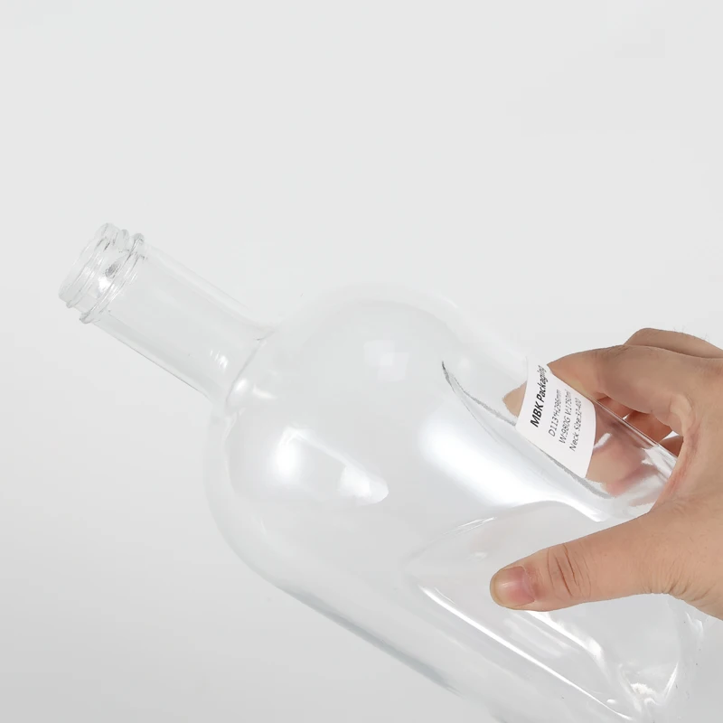 Rounded 1750 ml Flint Liquor Glass Bottle for Bordeaux Vodka with Pinch Grip Handle 33-400 TE Neck