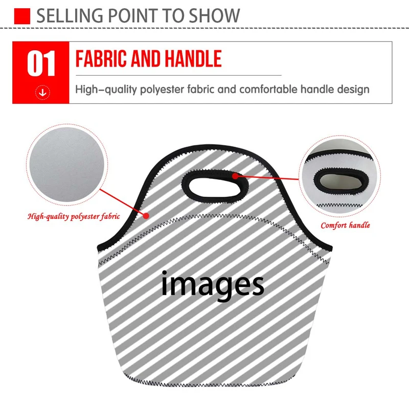 Custom 3D Printing Hand Cooler Lunch Bag Bags for Women Thermal Breakfast Box Portable Picnic Travel