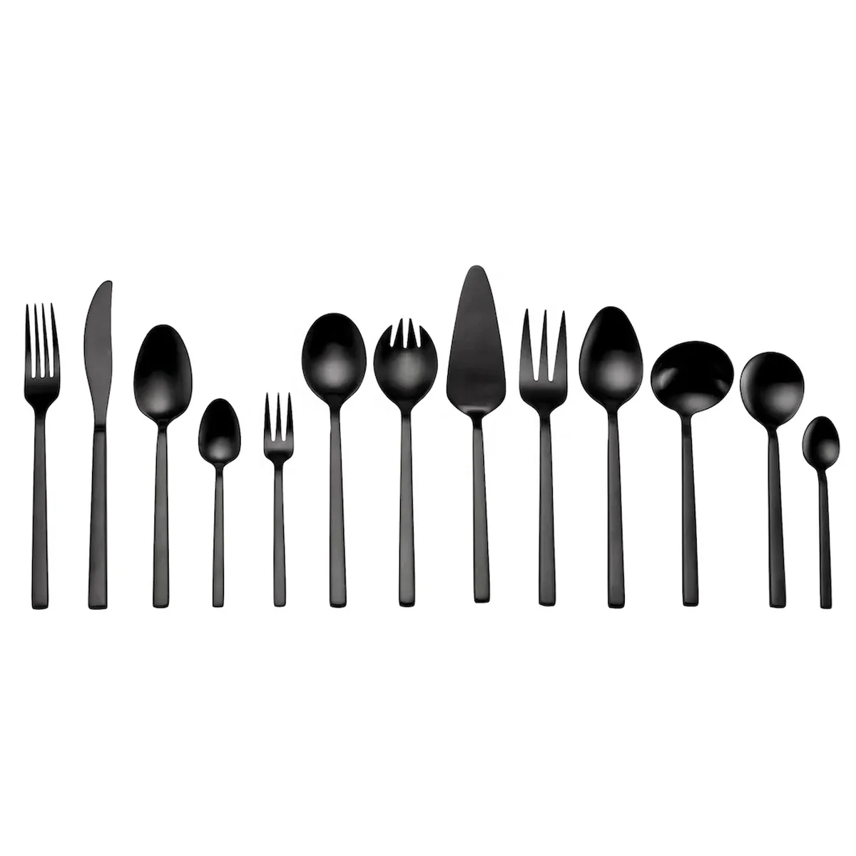 Inox 18/8 reusable black cutlery set cubiertos dorados 5 pieces set