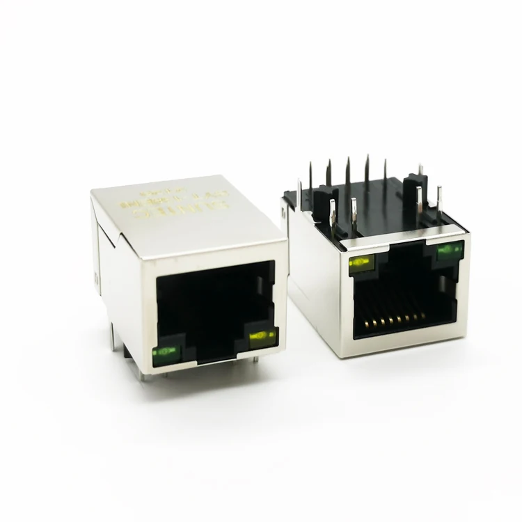 SYT-138ENL Single port With light and shield 100 Base-T integrated filter rj45 connector