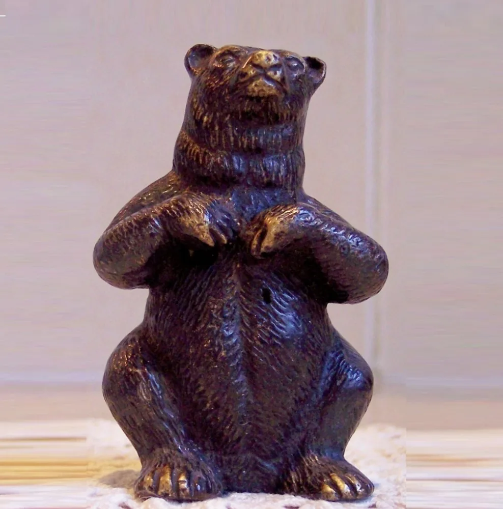 Hand Made Large Metal Animal Sculpture Life Size Copper Brass Bronze Bear Statues For Garden