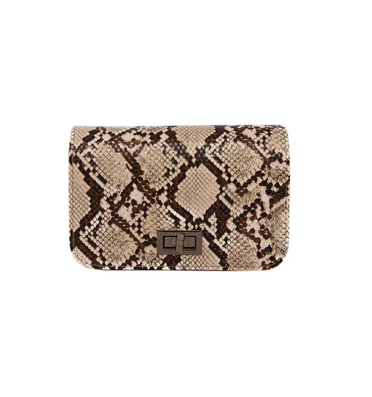 
Classic Serpentine PU leather Handbag Crossbody bag with lock design shoulder Messenger bag 