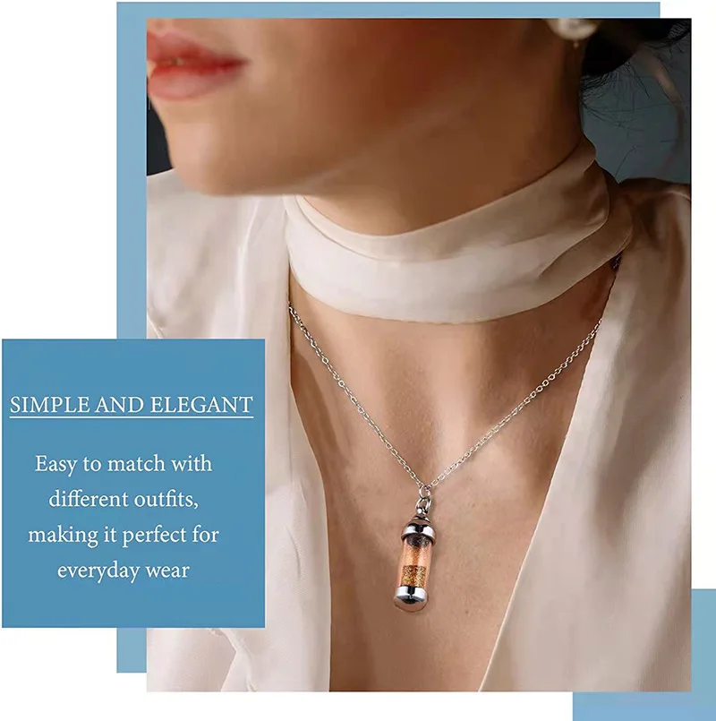 Custom Openable Screw Cap Vial Necklace Steel Chain Wishing Bottle Pendant Lucky Charm Jars Trendy DIY Jewelry Making Accessory