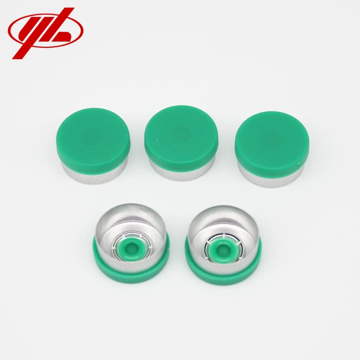 High Quality 13mm Green Unsmooth Plain Crimp Top Cap Aluminum Plastic Flip Top Cap for Sale
