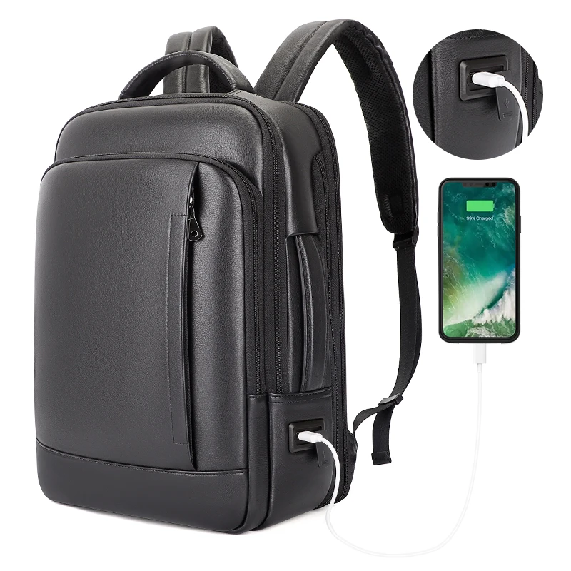 Мужская кожаная водонепроницаемая сумка для ноутбука с Usb-портом