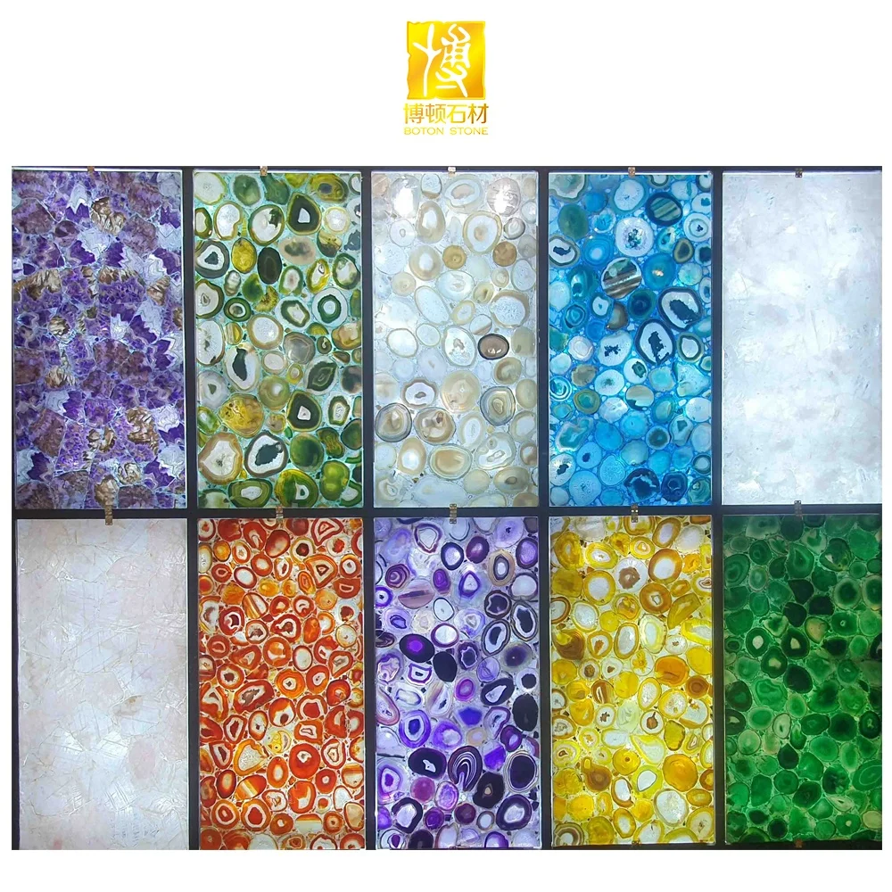 Luxury Decoration Polished Grey Table Hotel Reception Desk Kitchen Countertop Agate Stone Slab