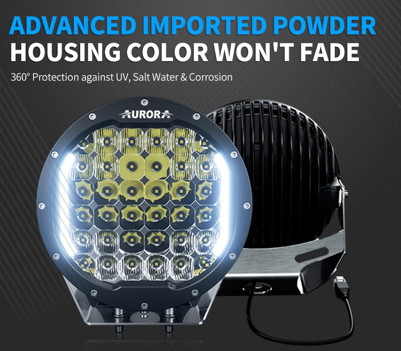 AURORA Patent Super Bright Waterproof Car LED Work Light 4x4 9 inch spot light for car Truck Offroad Round Led Driving Light
