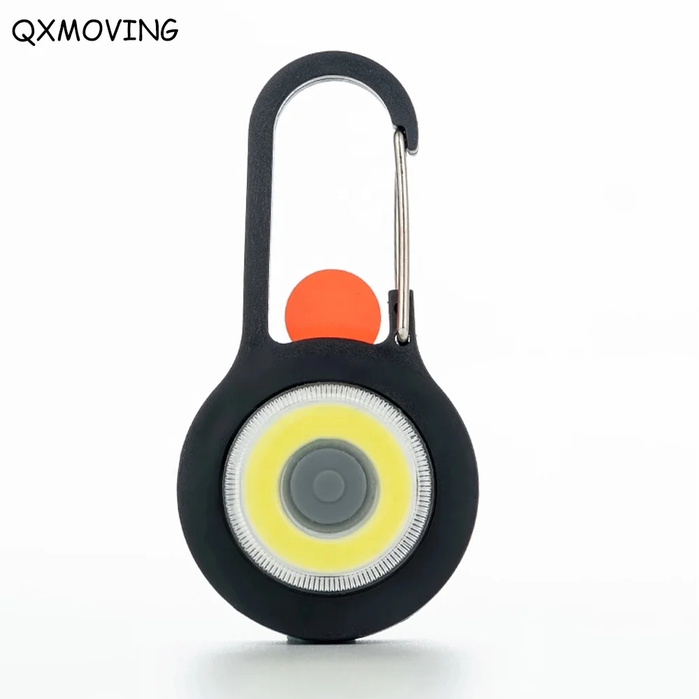 QXMOVING Plastic High Bright Mini Carabiner Light COB LED Light 1watt Keychain Flashlight Small Pocket Light