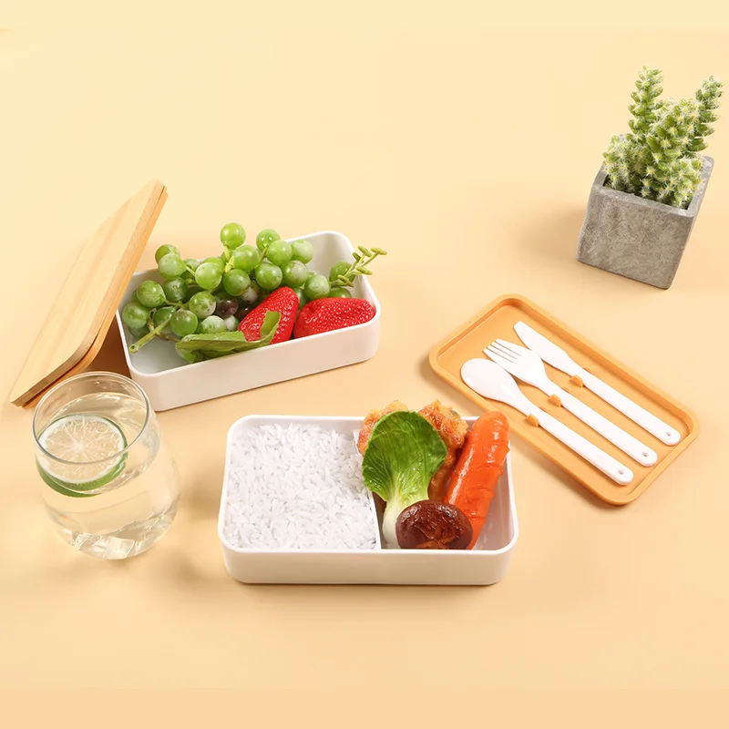 Eco-Friendly double layers big capacity bamboo tiffin bento lunch box For Kids and Adults